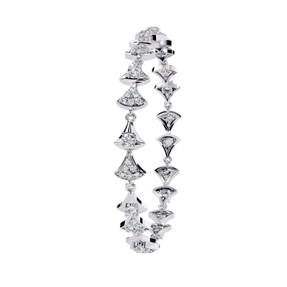Geometric Gleam – Diamond Accent Triangle Link Bracelet in 14K Gold