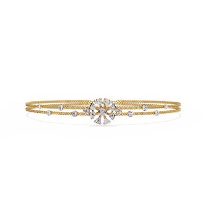 Celestial Bloom – Floral Accent Lab Diamond Bracelet in 14K Gold