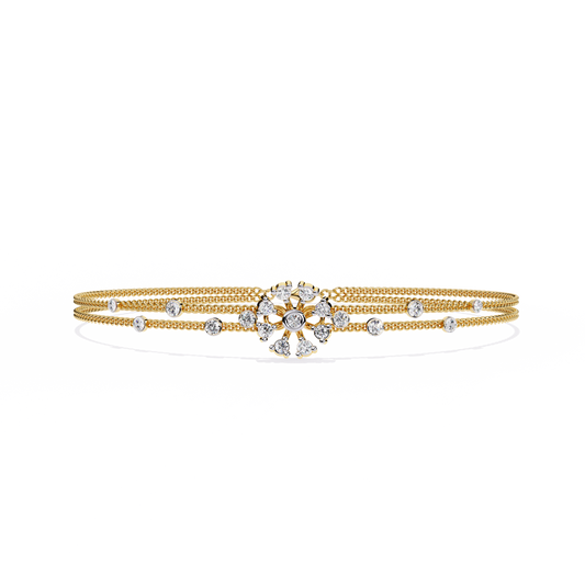 Celestial Bloom – Floral Accent Lab Diamond Bracelet in 14K Gold