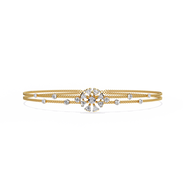 Celestial Bloom – Floral Accent Diamond Bracelet in 14K Gold