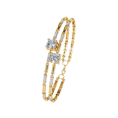 Twin Radiance – Dual Solitaire Lab Diamond Bracelet in 14K Gold