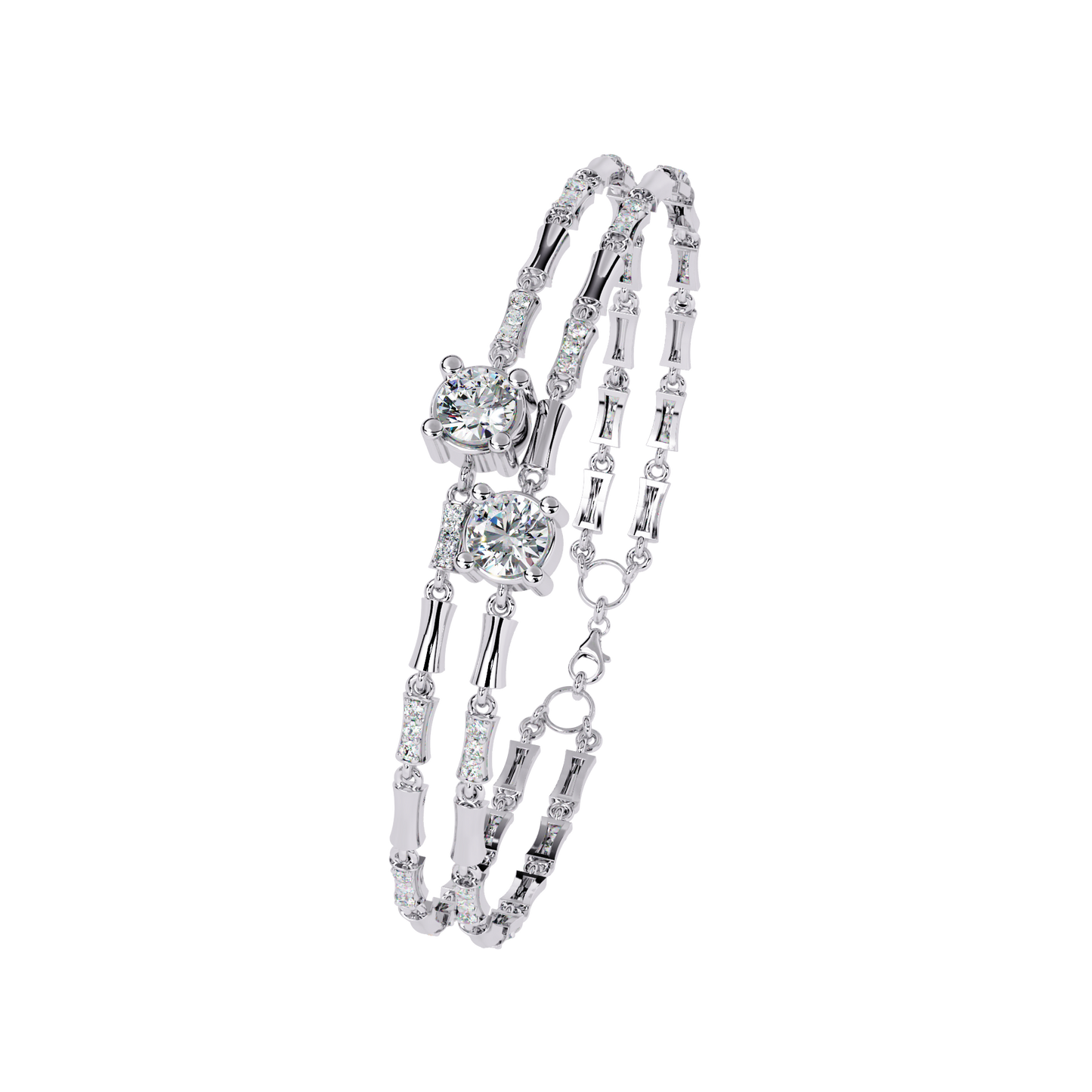 Twin Radiance – Dual Solitaire Lab Diamond Bracelet in 14K Gold