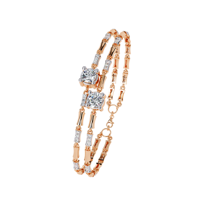 Twin Radiance – Dual Solitaire Lab Diamond Bracelet in 14K Gold