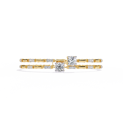 Twin Radiance – Dual Solitaire Lab Diamond Bracelet in 14K Gold