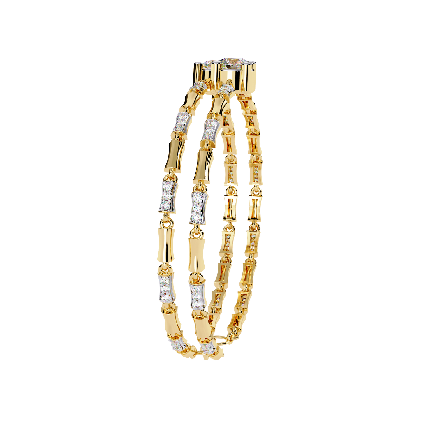 Twin Radiance – Dual Solitaire Lab Diamond Bracelet in 14K Gold