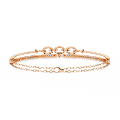 Interlink Grace – Diamond Chain Motif Bracelet in 14K Gold