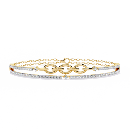 Interlink Grace – Diamond Chain Motif Bracelet in 14K Gold