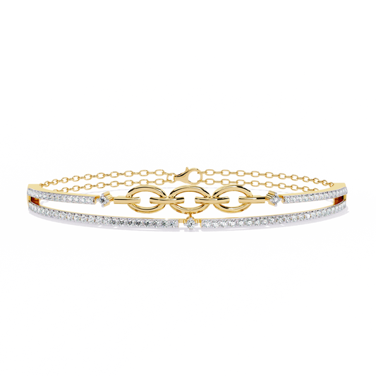 Interlink Grace – Diamond Chain Motif Bracelet in 14K Gold