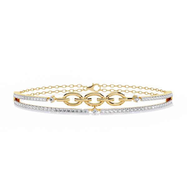 Interlink Grace – Diamond Chain Motif Bracelet in 14K Gold