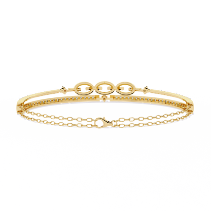 Interlink Grace – Diamond Chain Motif Bracelet in 14K Gold