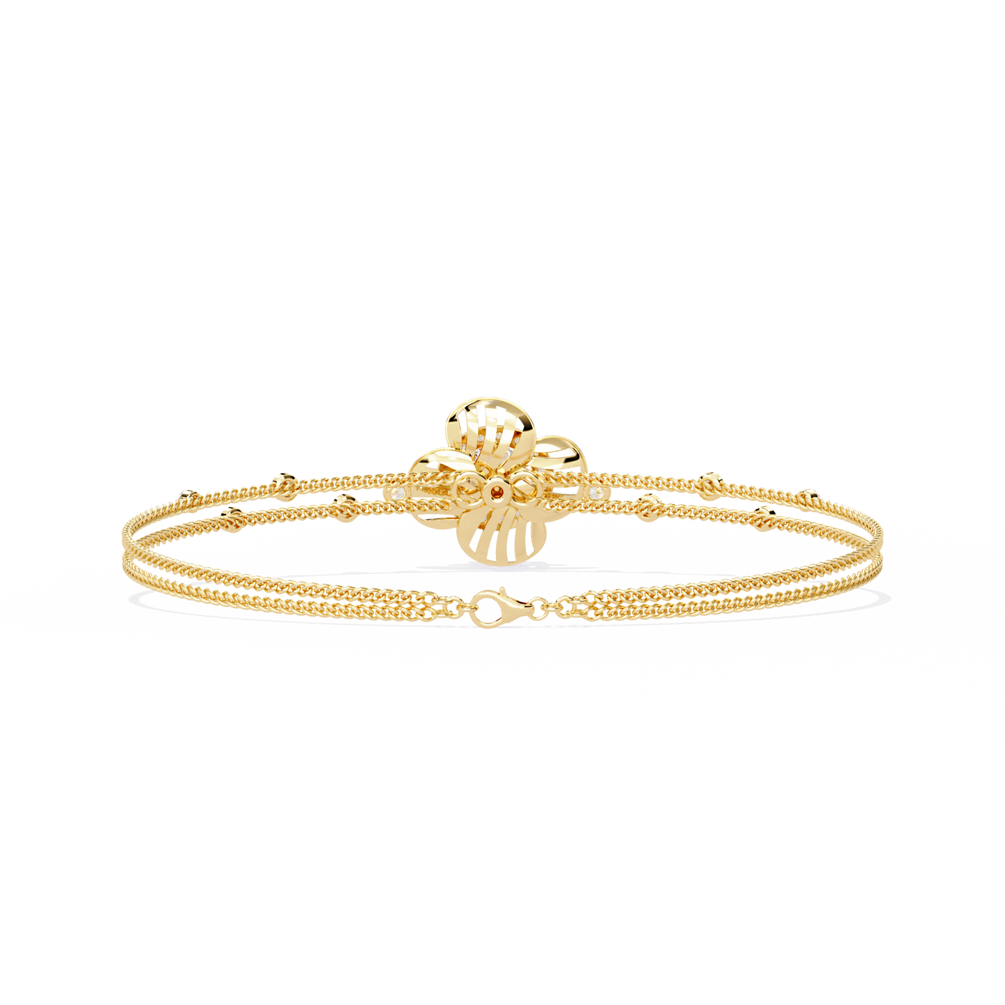 Flora Radiant – Lab Diamond Blossom Motif Bracelet in 14K Gold
