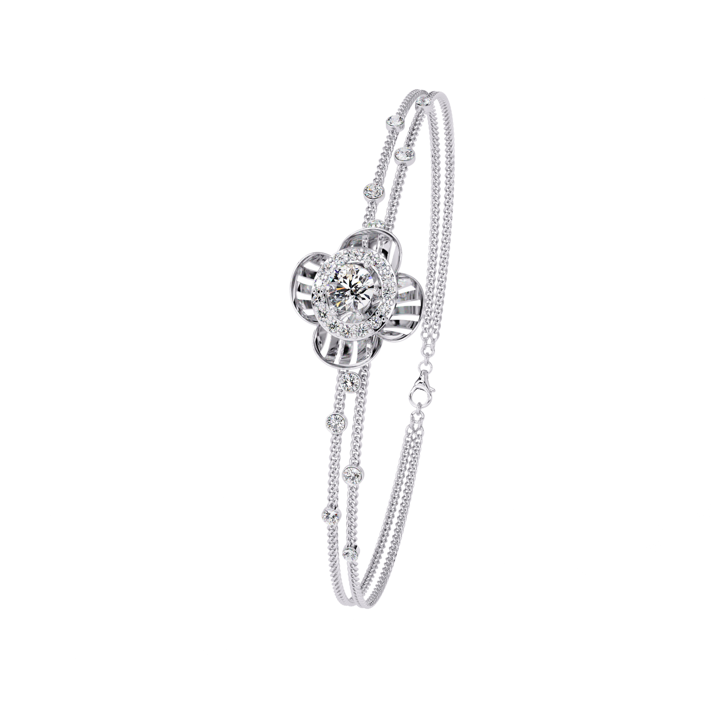 Flora Radiant – Lab Diamond Blossom Motif Bracelet in 14K Gold