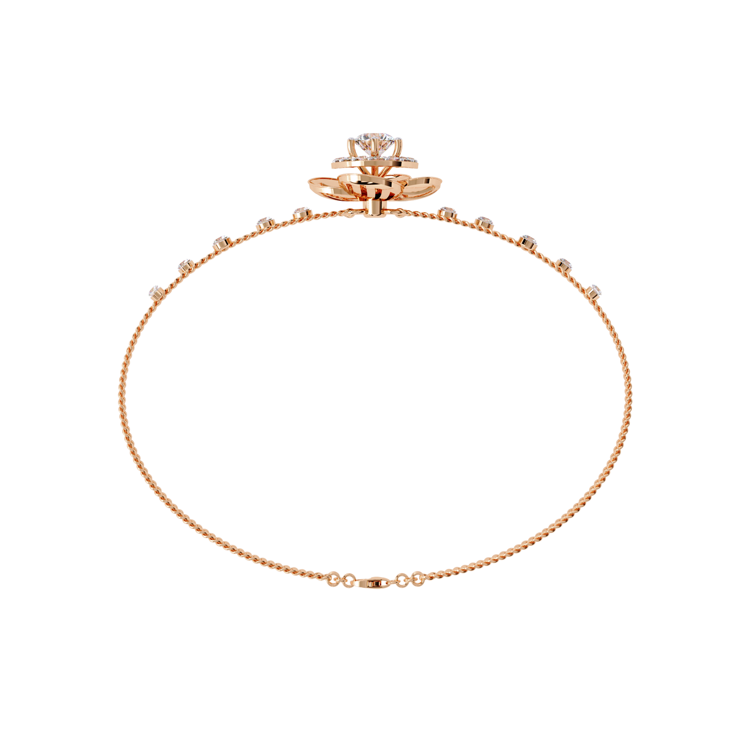 Flora Radiant – Lab Diamond Blossom Motif Bracelet in 14K Gold