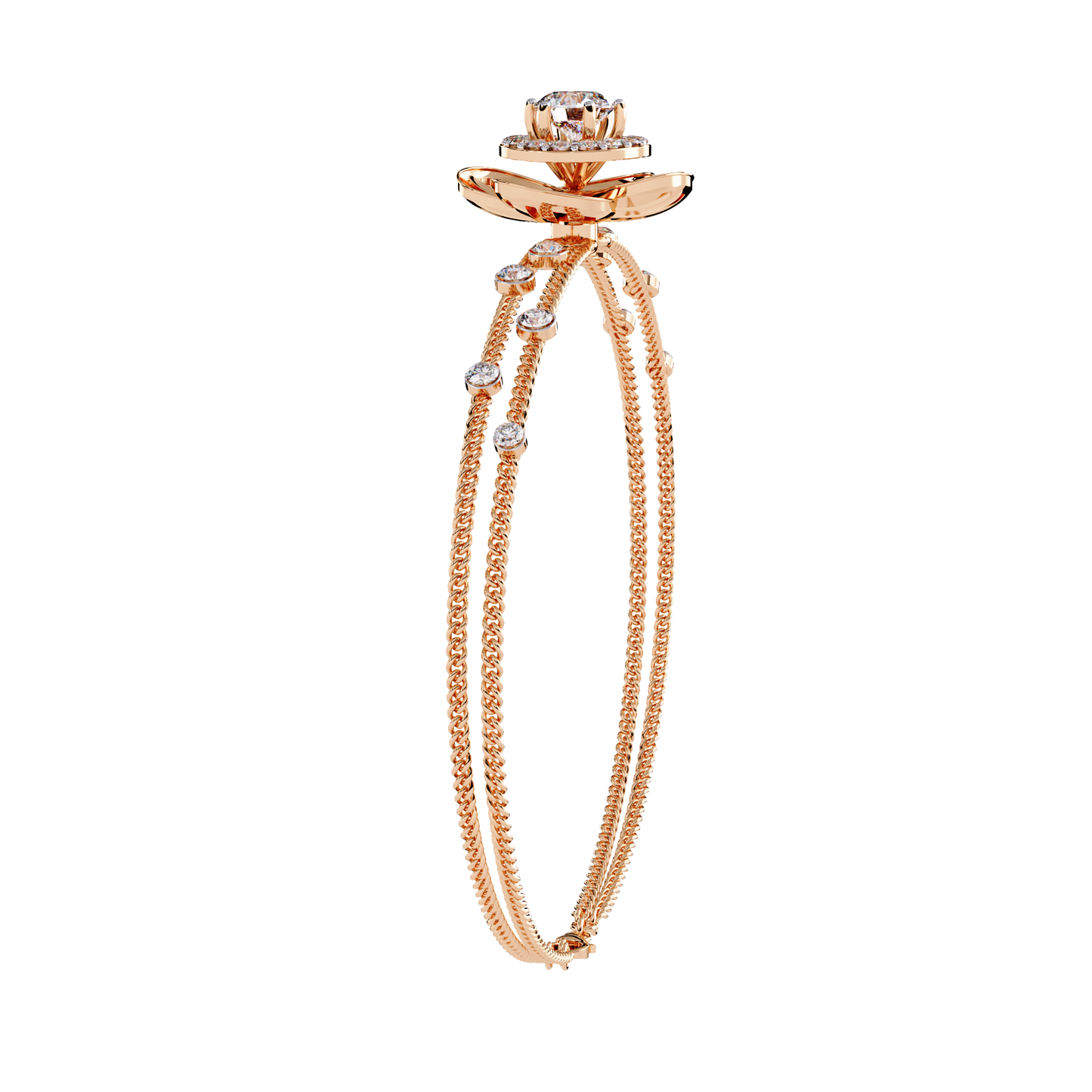 Flora Radiant – Lab Diamond Blossom Motif Bracelet in 14K Gold