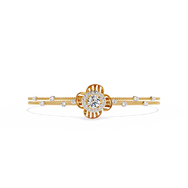 Flora Radiant – Diamond Blossom Motif Bracelet in 14K Gold