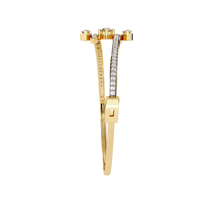 Twin Arc Radiance – Lab Diamond Marquise & Round Bracelet in 14K Gold