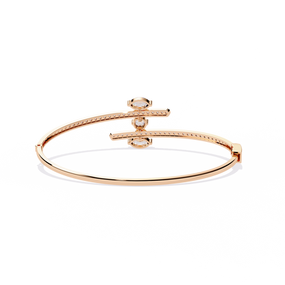 Twin Arc Radiance – Lab Diamond Marquise & Round Bracelet in 14K Gold