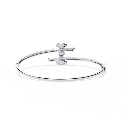 Twin Arc Radiance – Lab Diamond Marquise & Round Bracelet in 14K Gold