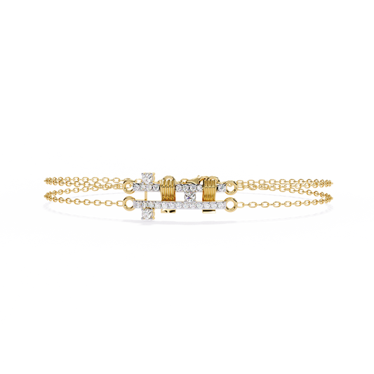 Geo-Bar – Lab Diamond Twin-Row Gold Bracelet Connector