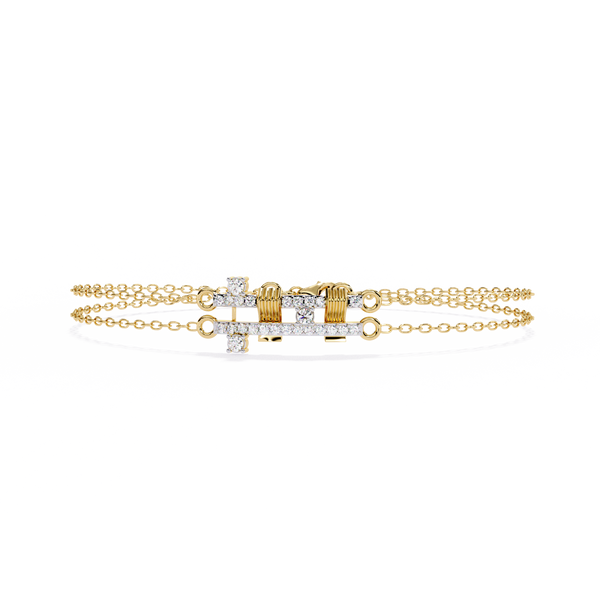 Geo-Bar – Diamond Twin-Row Gold Bracelet Connector