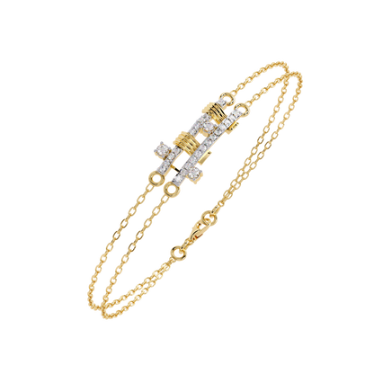Geo-Bar – Lab Diamond Twin-Row Gold Bracelet Connector