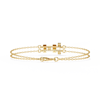 Geo-Bar – Lab Diamond Twin-Row Gold Bracelet Connector