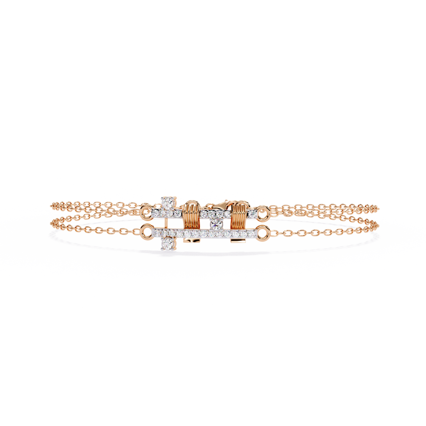 Geo-Bar – Lab Diamond Twin-Row Gold Bracelet Connector