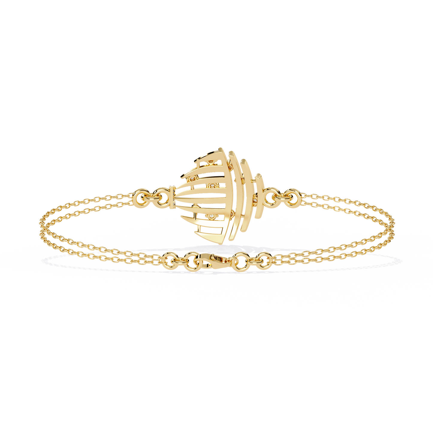 Aurora Shell – Lab Diamond Dome Link in 14K Gold