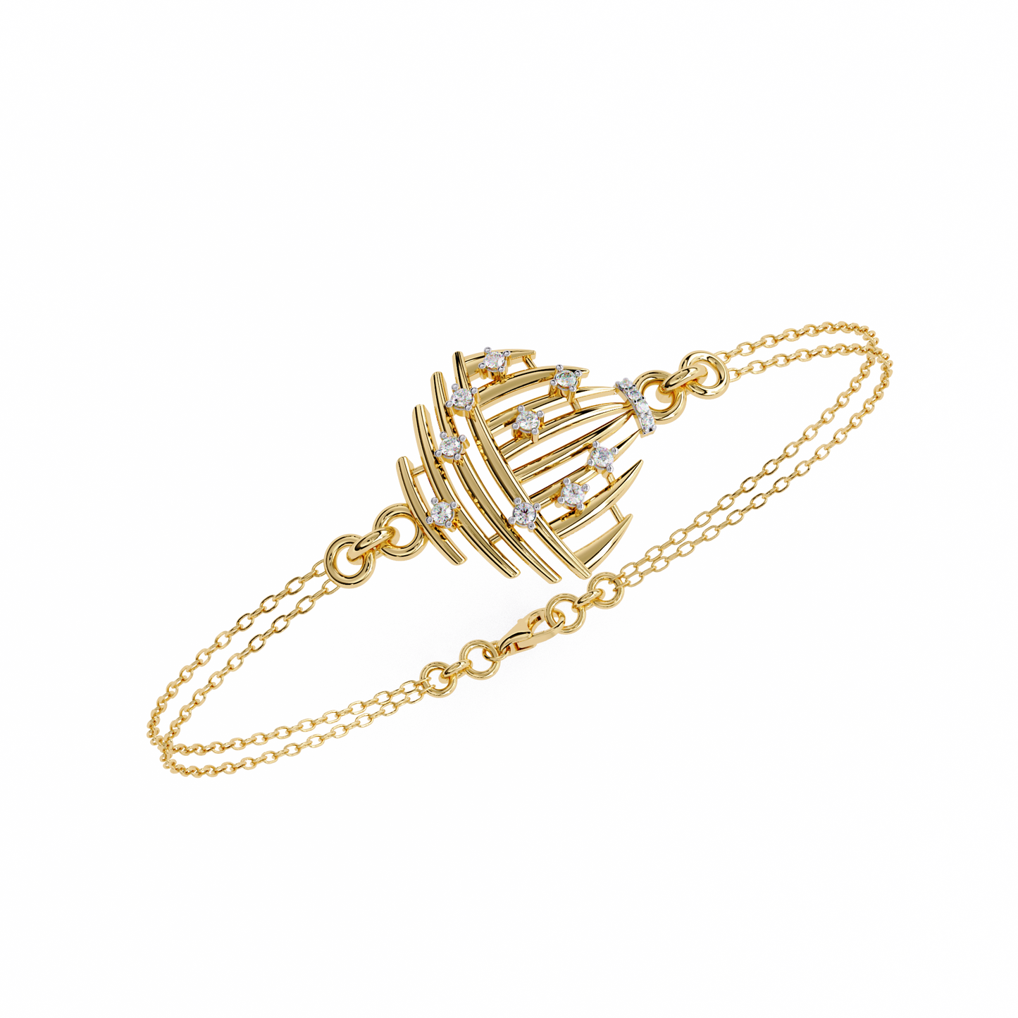 Aurora Shell – Lab Diamond Dome Link in 14K Gold