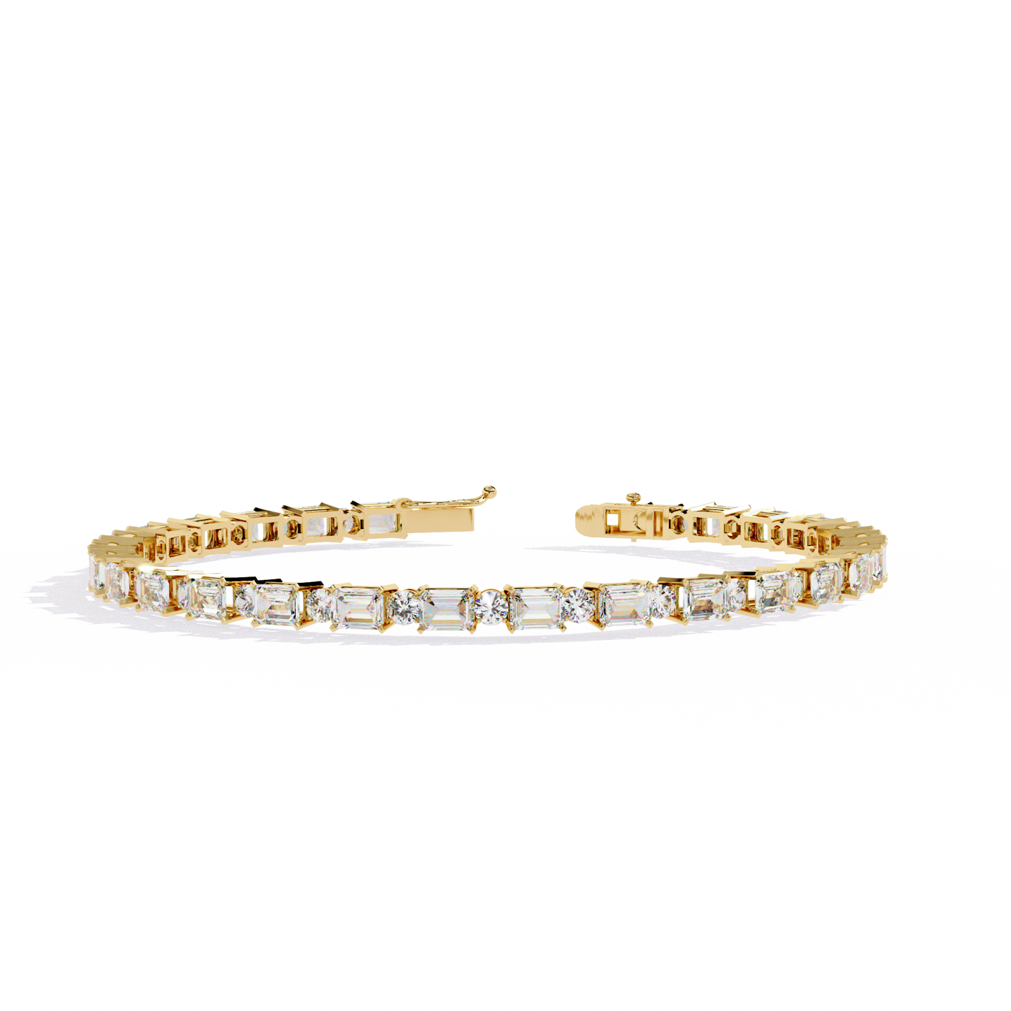 Emerald Array – Lab Diamond Tennis Bracelet with 4x3mm Cuts in 14K Gold
