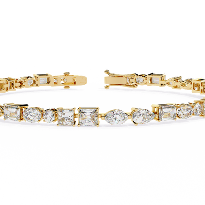 Royal Shapes – Mixed Fancy-Cut Lab Diamond Bracelet in 14K Gold
