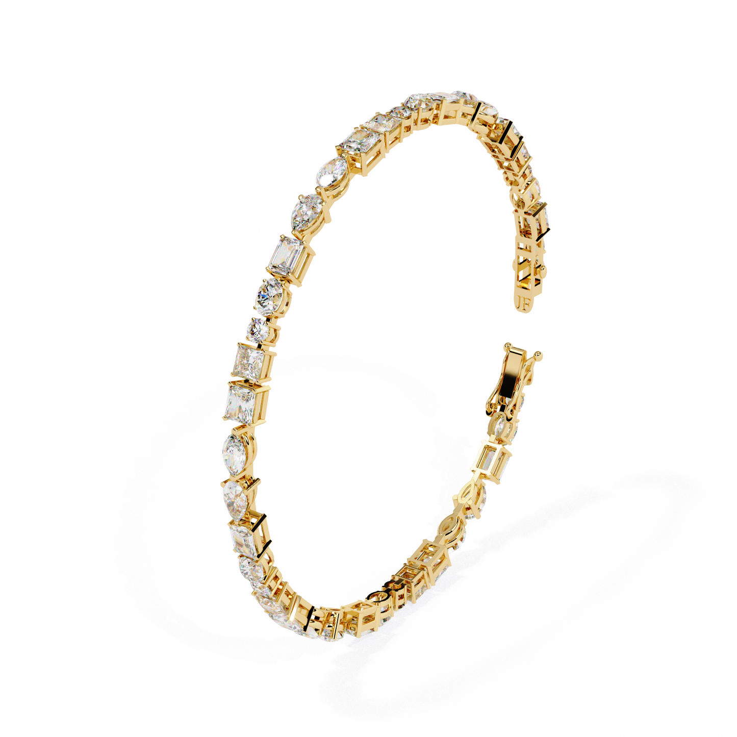 Royal Shapes – Mixed Fancy-Cut Lab Diamond Bracelet in 14K Gold