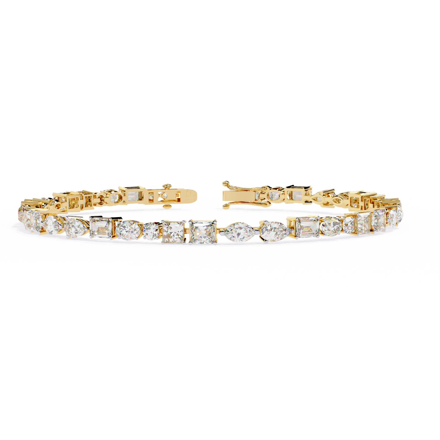 Royal Shapes – Mixed Fancy-Cut Lab Diamond Bracelet in 14K Gold