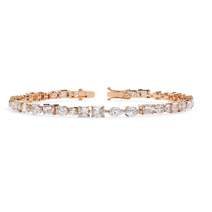 Royal Shapes – Mixed Fancy-Cut Lab Diamond Bracelet in 14K Gold