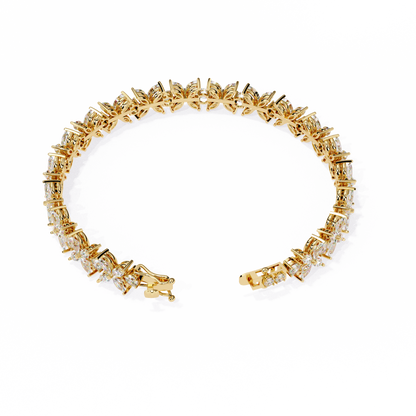 Marquise Lace – Lab Diamond Floral Link Bracelet in 14K Gold
