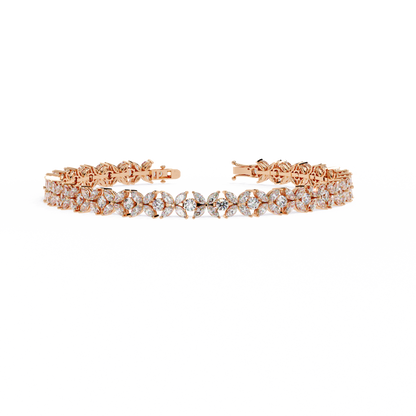 Marquise Lace – Lab Diamond Floral Link Bracelet in 14K Gold