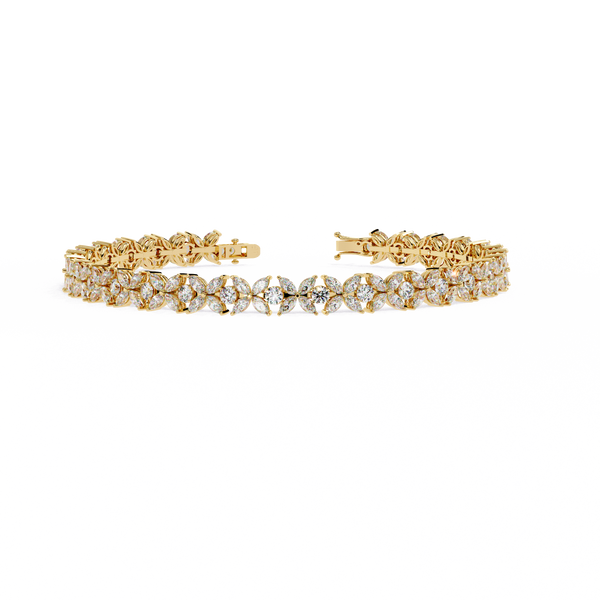 Marquise Lace – Diamond Floral Link Bracelet in 14K Gold