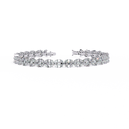 Marquise Lace – Lab Diamond Floral Link Bracelet in 14K Gold