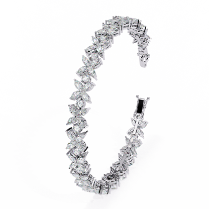 Marquise Lace – Lab Diamond Floral Link Bracelet in 14K Gold