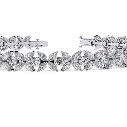 Marquise Lace – Lab Diamond Floral Link Bracelet in 14K Gold