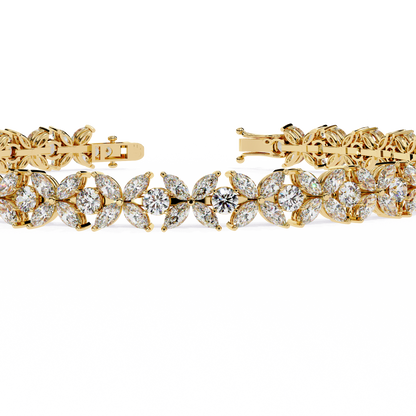 Marquise Lace – Lab Diamond Floral Link Bracelet in 14K Gold