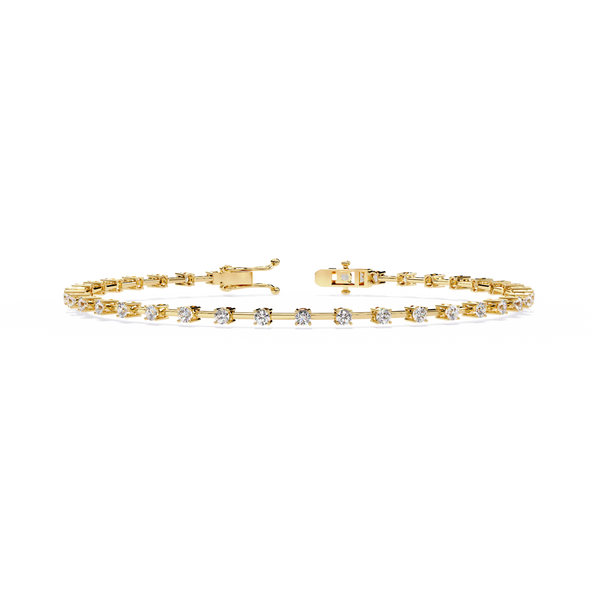 Baguette Link – Diamond Line Bracelet in 14K Gold