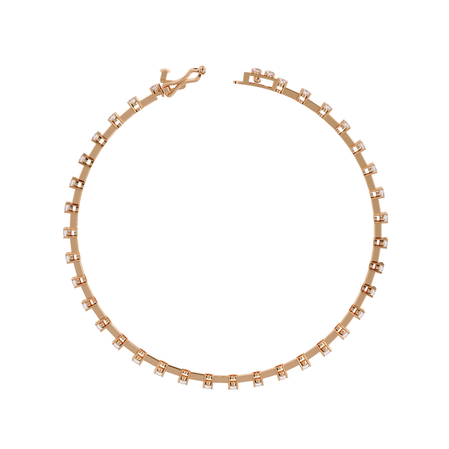 Baguette Link – Lab Diamond Line Bracelet in 14K Gold