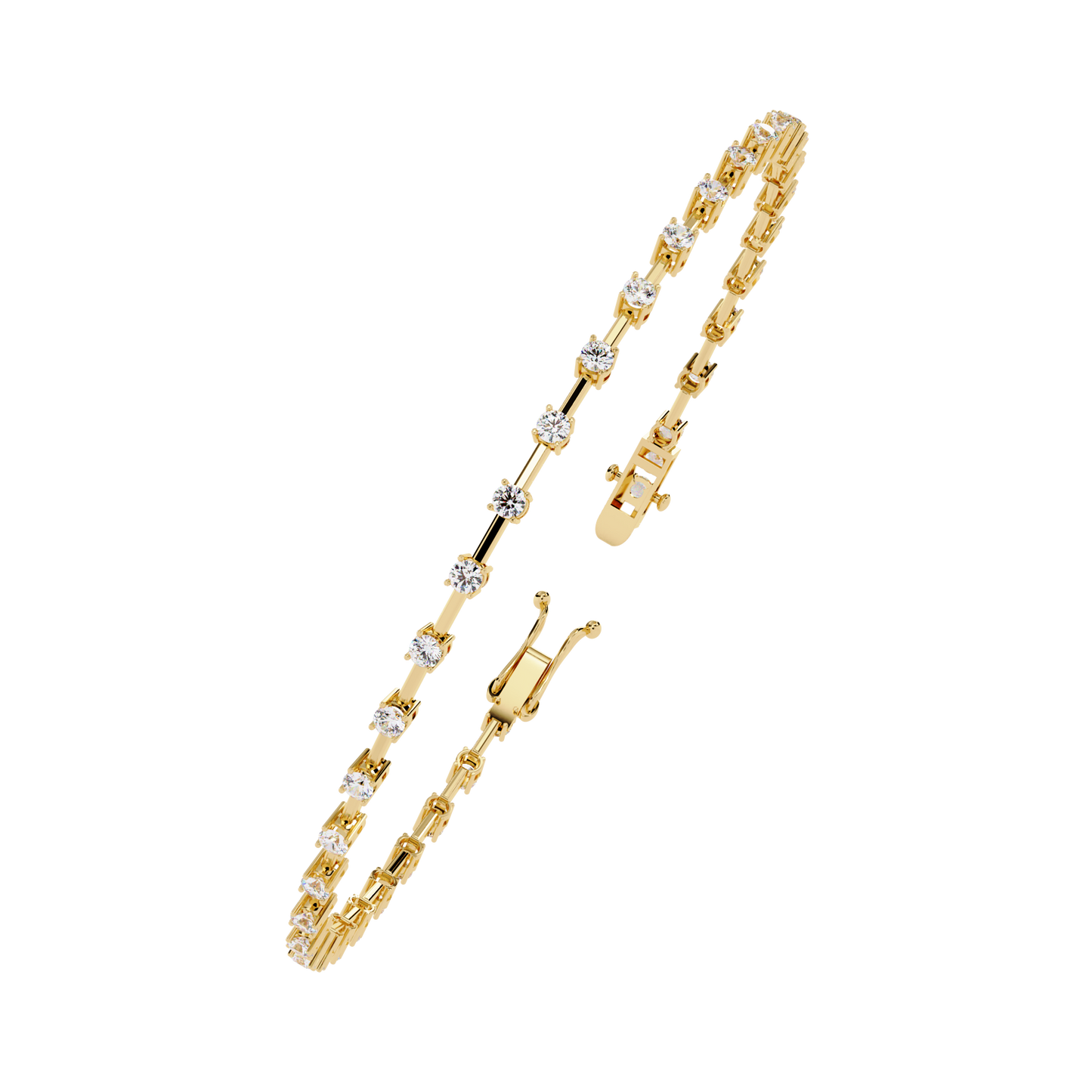 Baguette Link – Lab Diamond Line Bracelet in 14K Gold