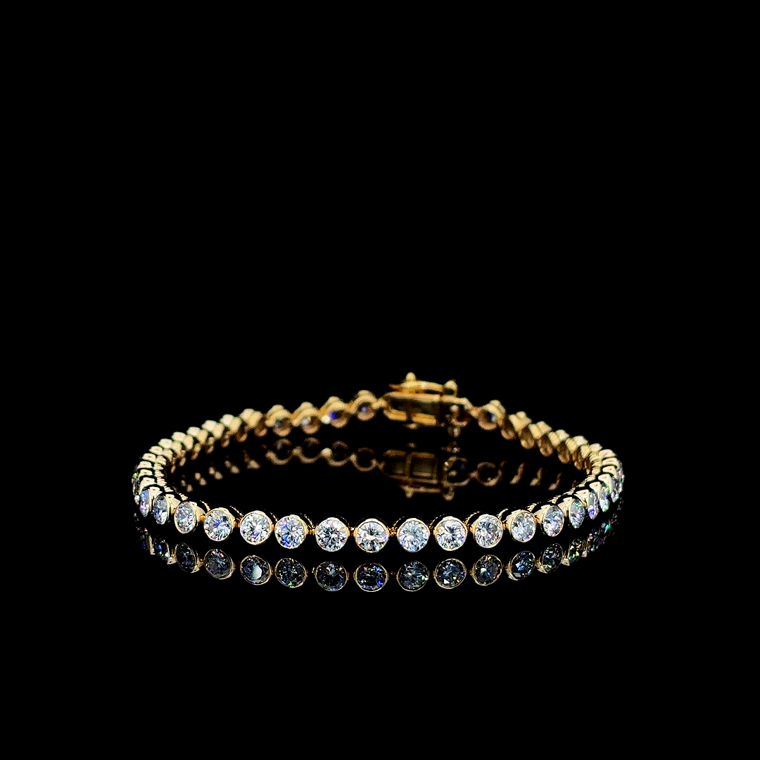 Golden Flow – Round Lab Diamond Tennis Bracelet in 14K Yellow Gold