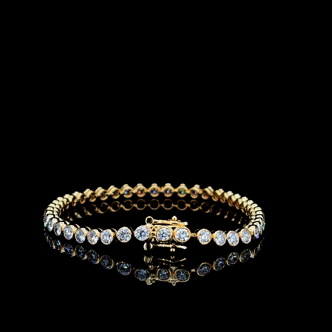 Golden Flow – Round Lab Diamond Tennis Bracelet in 14K Yellow Gold
