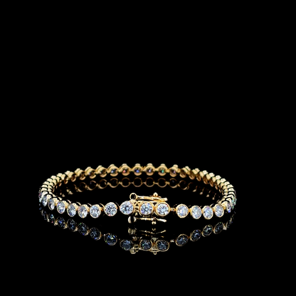 Golden Flow – Round Lab Diamond Tennis Bracelet in 14K Yellow Gold