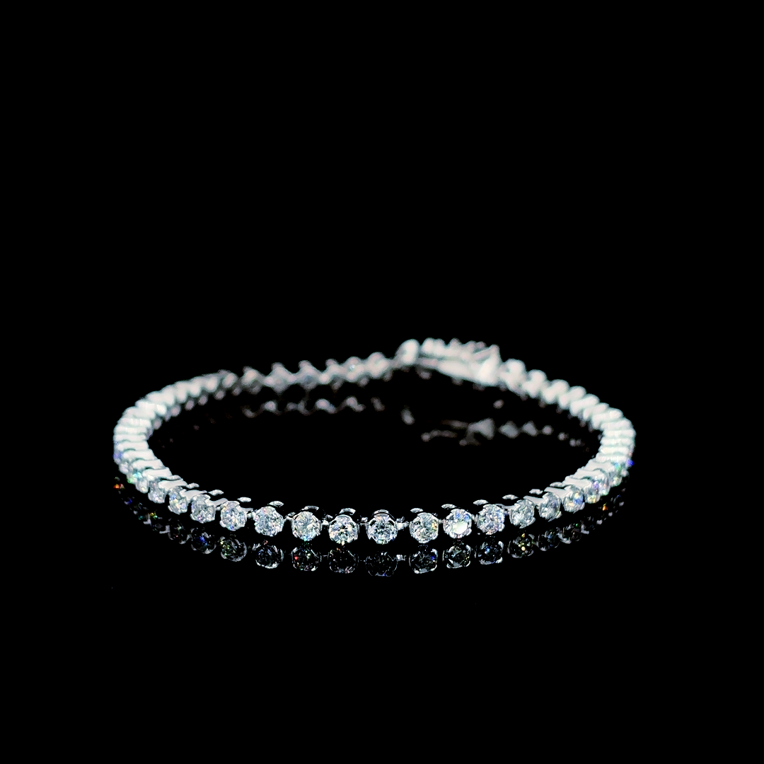 Grace Line – Round Lab Diamond Tennis Bracelet in 14K White Gold
