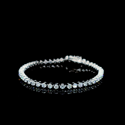 Grace Line – Round Lab Diamond Tennis Bracelet in 14K White Gold