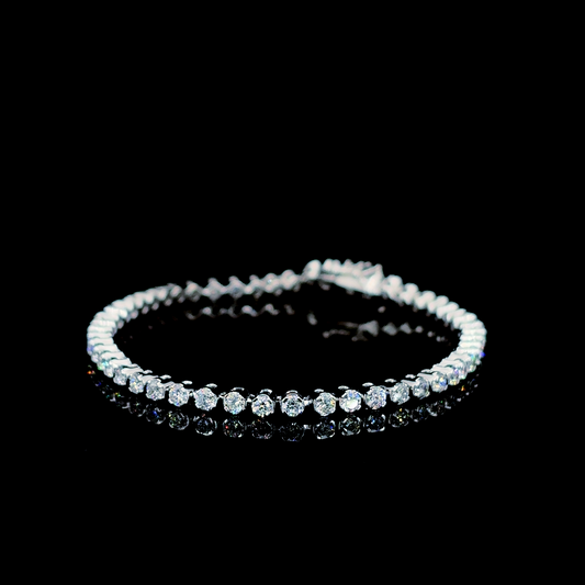 Grace Line – Round Lab Diamond Tennis Bracelet in 14K White Gold